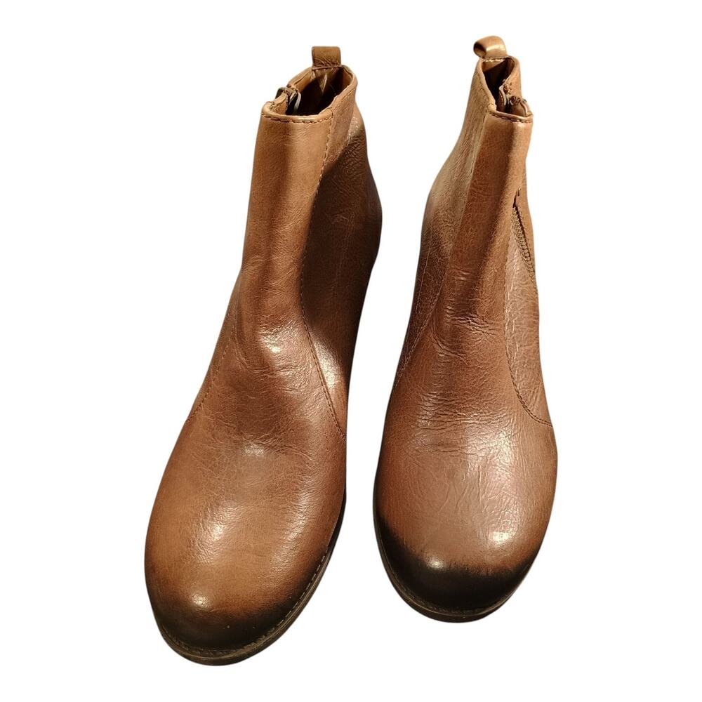 Kelly And Katie Women's Brown Leather Zipper Outside Of Ankle Boots‎ Size 11M